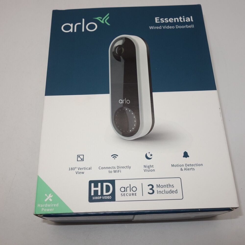 NEW Arlo Essential Wired Video Doorbell HD Video, Night Vision, 2 Way Audio